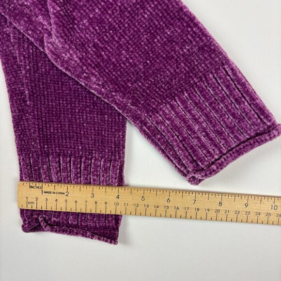 Style & Co Size Small Purple Soft Chenille Split Hem Crew Neck Pullover Sweater - Picture 7 of 10